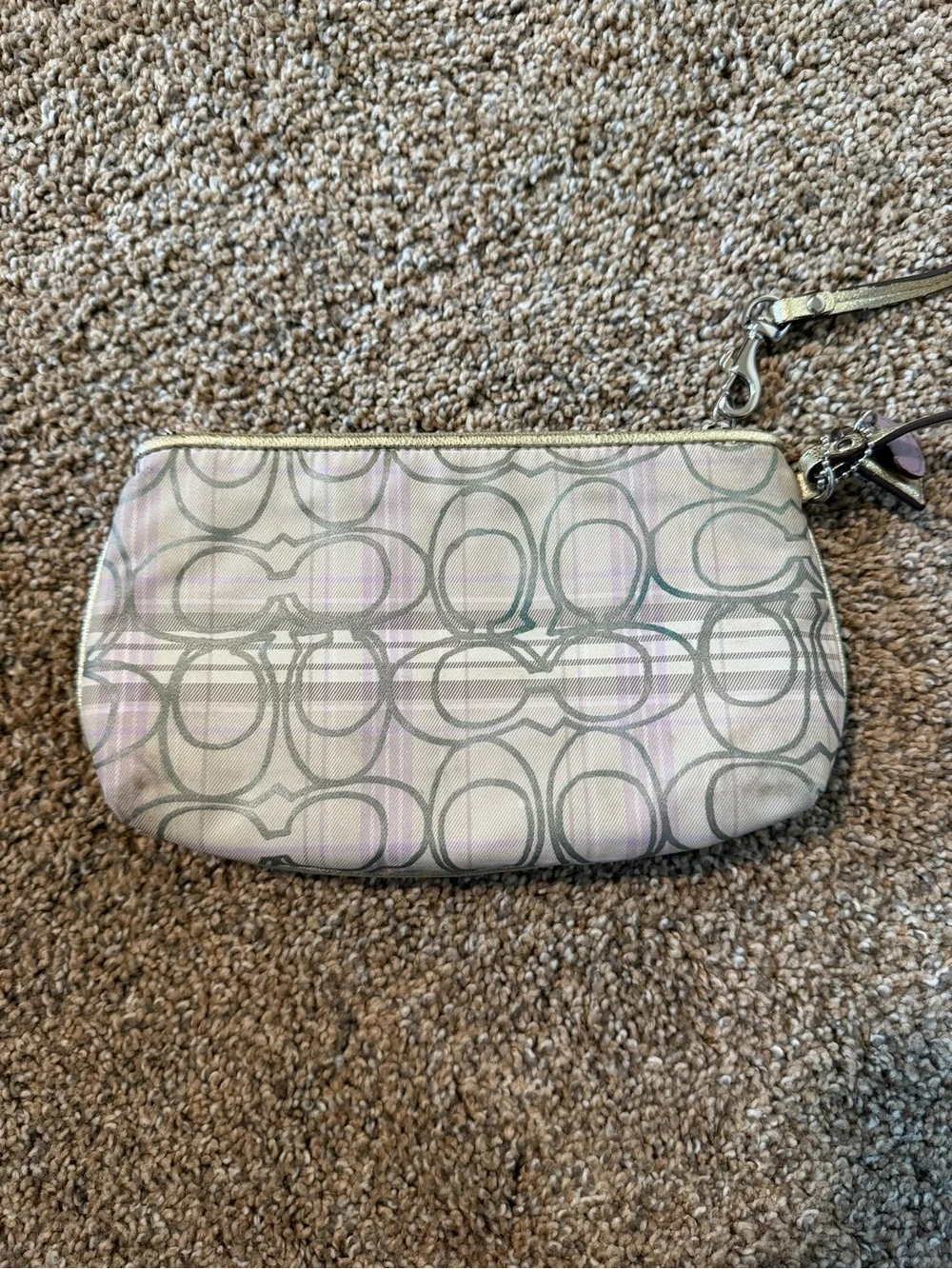 COACH Tartan CC Logo Silver/ Multi-Color Large Wristlet #F47145